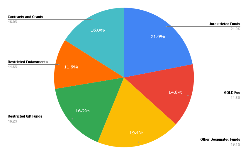 A pie chart depicting CE3's various revenue sources and annual totals