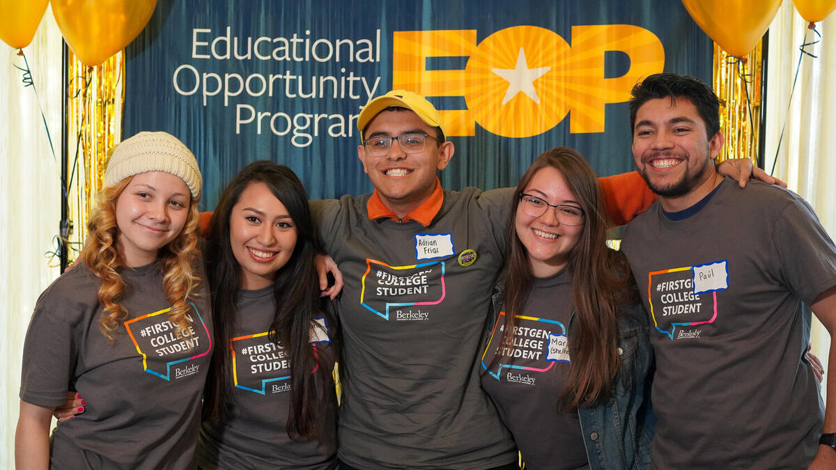 EOP student staff gathered together at a UC Berkeley event